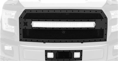 T-Rex Grilles Stealth Torch Series Blacked Out Main Grille with 30" Curved LED light Bar - 6315741-BR